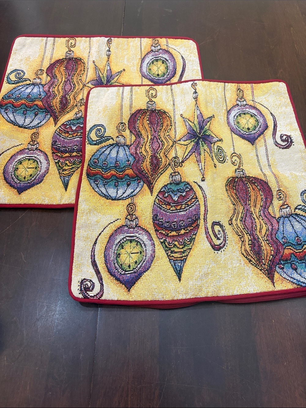 2 Festive Ornament Holiday pillow covers